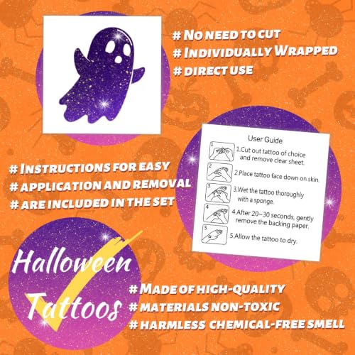 120 Pcs Glitter Halloween Temporary Tattoos for Kids - Halloween Variation