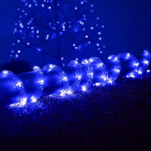 Blue LED Rope Lights 33ft Waterproof Outdoor String Lights for Patio Deck Pool Camping