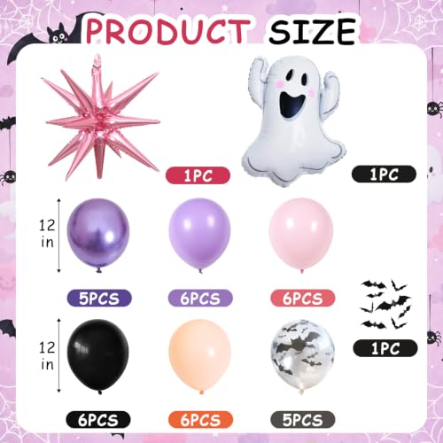 Pastel Halloween Balloons Set - Pink & Purple Spooky Party Decorations