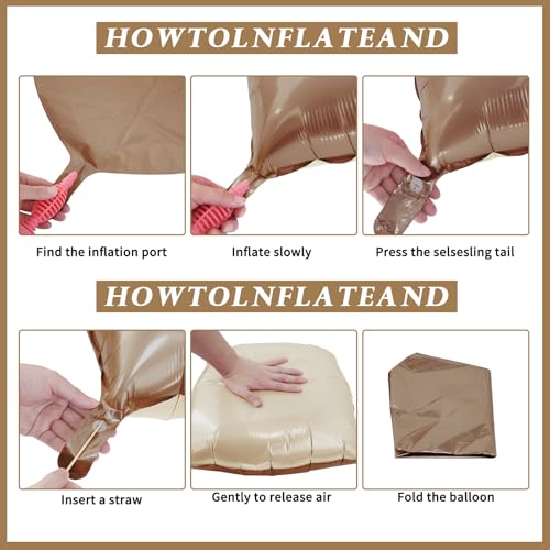 Brown Square Foil Balloon Kit for Party Decorations - 25 Pieces