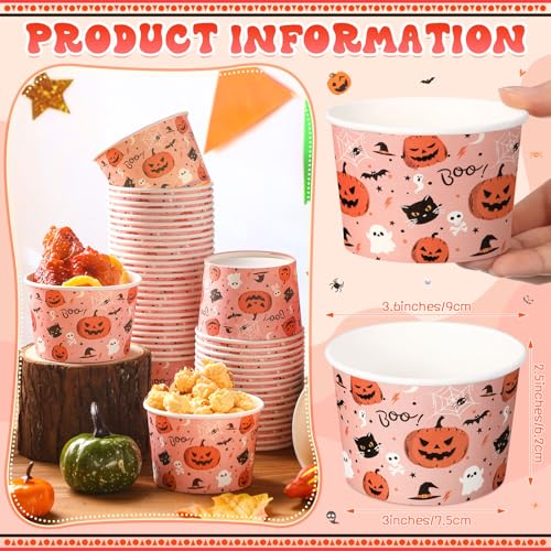 Halloween Ghost Pumpkin Soup Bowls 50 Pack - 9 oz Disposable Party Tableware