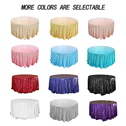 Black Sequin Tablecloth 120 Inch Round Glitter Party Cover - Variation: Black / 120"