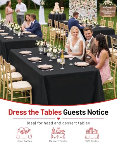 Black Plastic Table Cover Roll - 90 Inches x 1200 Inches Extra Wide Disposable Tablecloth with Variation
