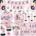 Pink Halloween First Birthday Party Decorations Set for Girl - Spooky Theme, Serves 24
