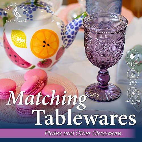 Purple Wine Glasses Set of 6 Vintage Hobnail Goblets 10 oz - Handcrafted