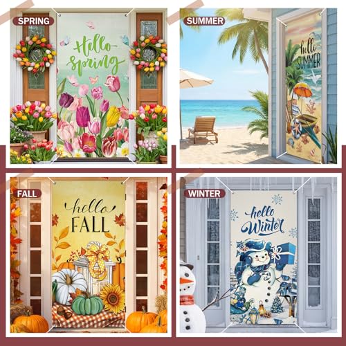 Breling Retro Seasonal Door Cover Set - Fall Halloween Decoration, 12 Pieces