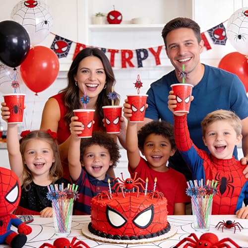 Reusable Spider Web Drinking Straws Set for Halloween & Birthday Parties