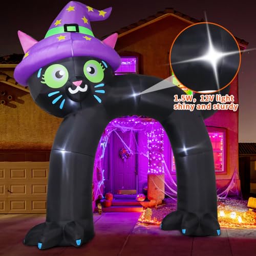 14ft Halloween Inflatable Cat Arch Yard Decoration with LED Lights, Waterproof Outdoor Decor