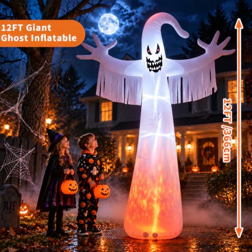12 FT Giant Halloween Inflatable Ghost with LED Lights for Yard Decorations