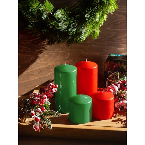 Candwax Green Pillar Candles Set of 3 Cone-Top 6 Inch Christmas Decor