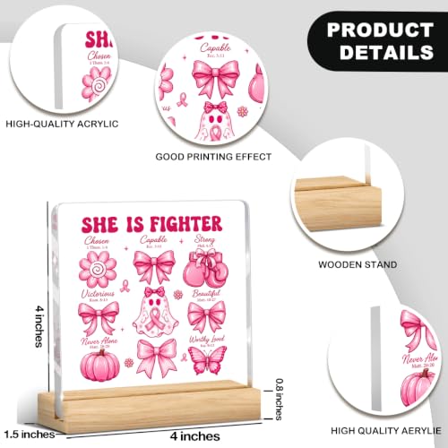 She Is Fighter Breast Cancer Survivor Acrylic Decor Gift - Inspirational Support