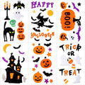 Halloween Gel Window Clings Set - 6 Sheets Spooky Decor for Windows & Mirrors
