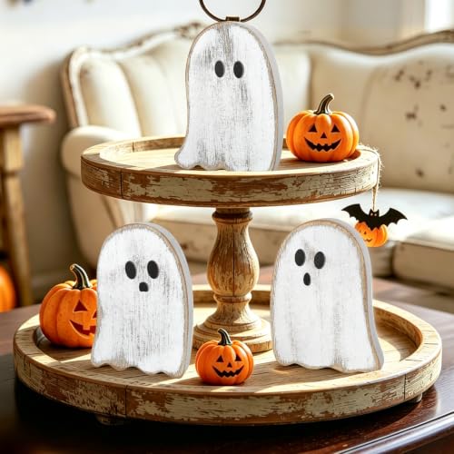 Distressed White Ghost Halloween Table Decorations Set - Farmhouse Style