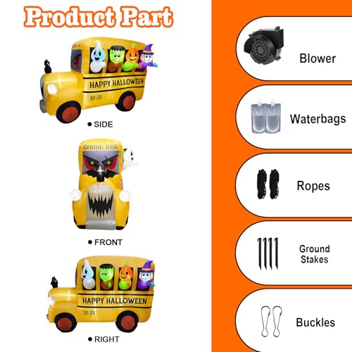 Halloween Inflatable Car Decoration Ghost Frankenstein Pumpkin Monster Witches - 8.1FT Outdoor Blow-up Scene with LEDs