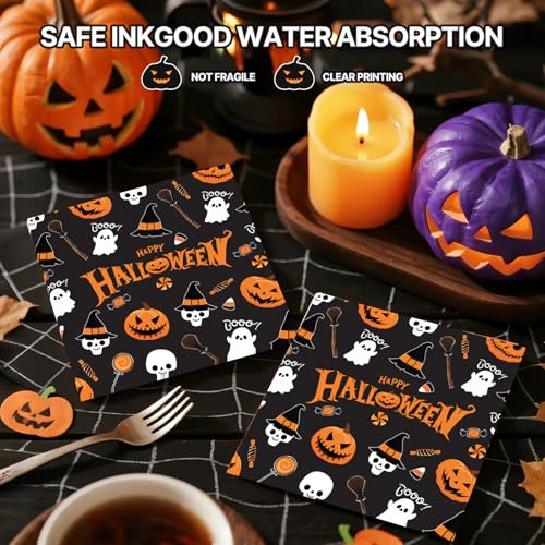 Halloween Paper Plates and Napkins Set - 50 Pieces, Spooky Design, Perfect for Parties - Variation: Halloween