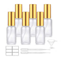 6 Pack 1 Oz Frosted Glass Spray Bottles with Fine Mist Sprayer & Golden Pump Cap,Empty Travel Size Perfume Atomizer Liquid Containers for Essential Oils-Stickers,Pipette&Funnel included (Pack of 6)