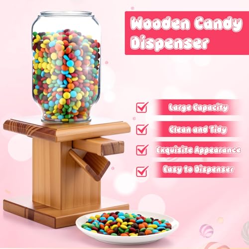 Wooden Candy Dispenser Machine - 2 Pack Light Brown Snack Storage Countertop
