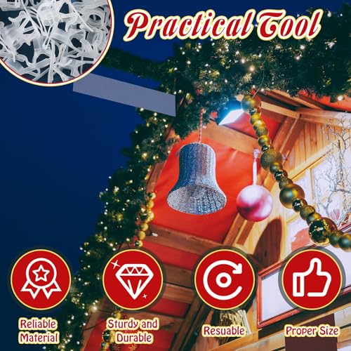Clear Christmas Light Gutter Clips 100 Pcs - Outdoor & Indoor Light Mounts