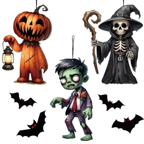Halloween Hanging Decorations with Cutouts - 3 Pack Large Festive Wall & Door Decor