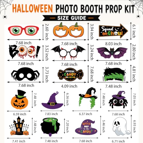 Halloween Pumpkin Photo Booth Props Kit - Spooky Party Accessories, 26 Pieces