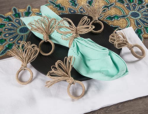 Natural Jute Napkin Ring Set of 12 - Elegant Farmhouse Table Decor, Holiday & Wedding