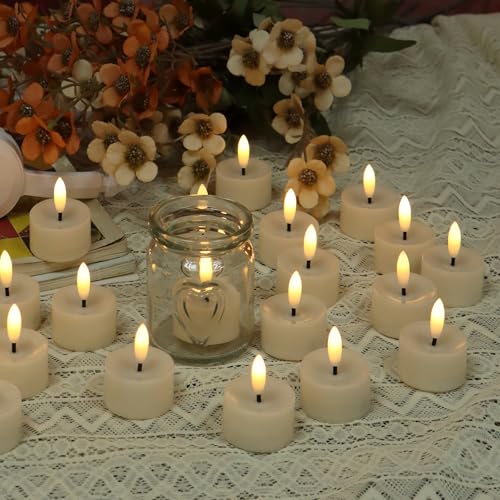 50 Pack Flameless LED Tea Light Candles - Battery Operated Flickering Votive for Wedding Party Halloween Christmas
