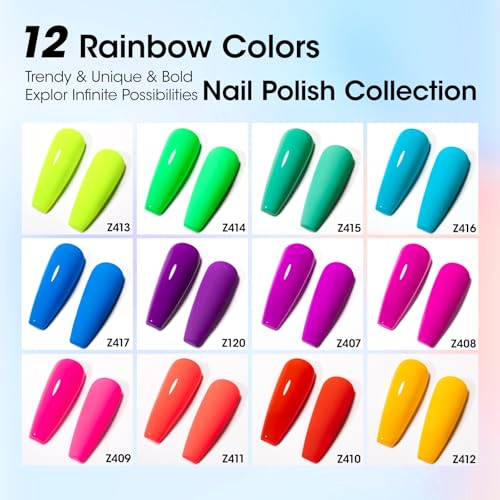 Neon Nail Polish Set - 12 Bright Colors, Quick Dry, Long-Lasting, Unapologetic Brights