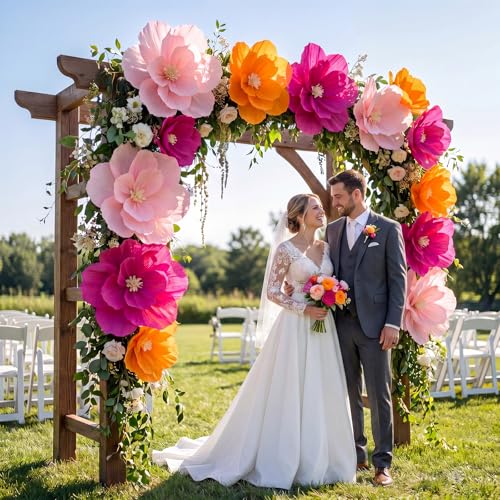 18 Pcs Bright Colors Giant Paper Flowers Set - Large & Artificial Decorations