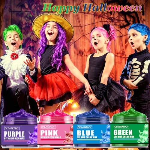 Temporary Hair Color Wax Set - 4 Vibrant Colors for Easy, Washable Styling