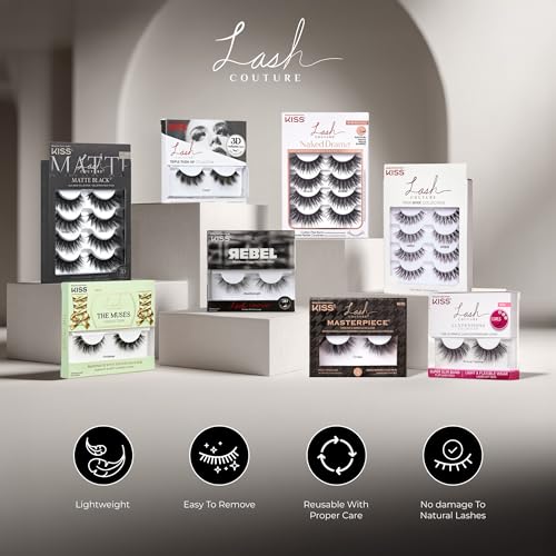 False Eyelashes Reusable Strip Lashes 7-16mm Wispy Cat-Eye Style 3 Pairs