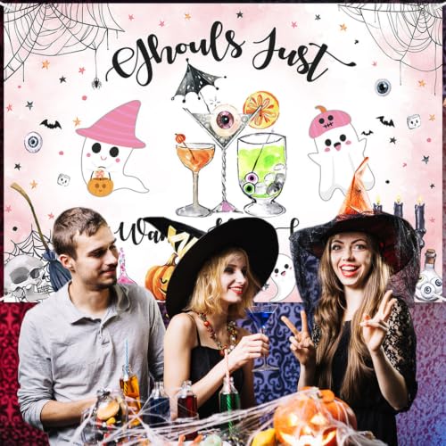 AIBIIN Halloween Ghouls Night Backdrop 7x5ft Girls Party Decor - Pink