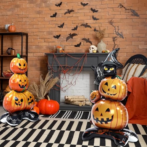 Halloween Pumpkin Foil Balloons Set - 55 Inch Standing Decor for Party