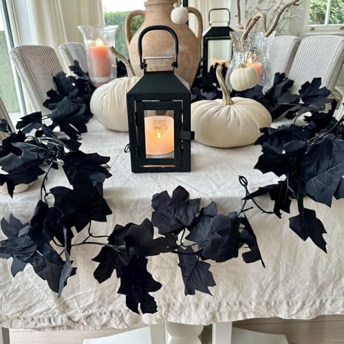 12FT Black Maple Leaf Garland 2-Pack Fall Halloween Thanksgiving Decor
