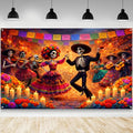 AIBIIN Day of the Dead Photo Backdrop Banner 6x3.6ft - Orange