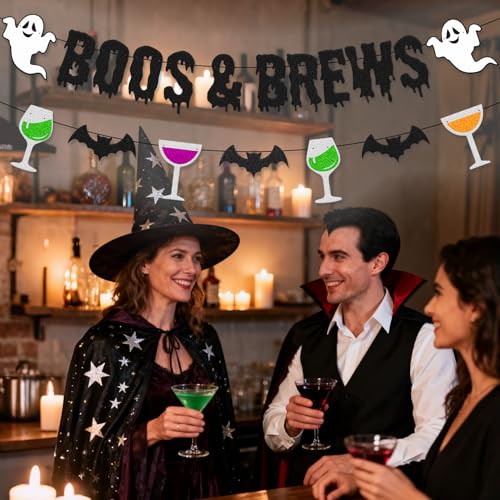 Halloween Party Banners Boos & Brews Decorations for Kids & Haunted House