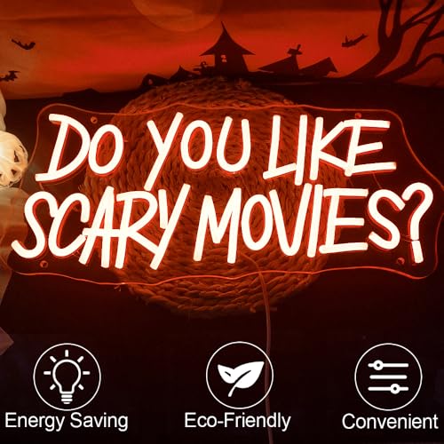 Halloween LED Neon Sign Do You Like Scary Movies SY-scarymovies-red - Spooky Party Decor