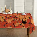 Horaldaily Fall Tablecloth 60x84 Inch Rectangular Black Cat Pumpkin Orange