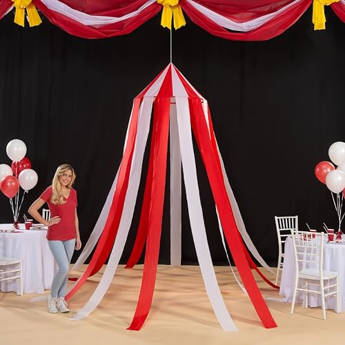 Carnival Tent Hanging Decoration - Red and White Party Decor, 7 Feet