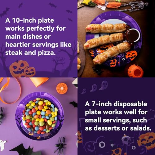 Halloween Paper Plates and Napkins Set - 150 Heavy Duty Disposable Party Supplies