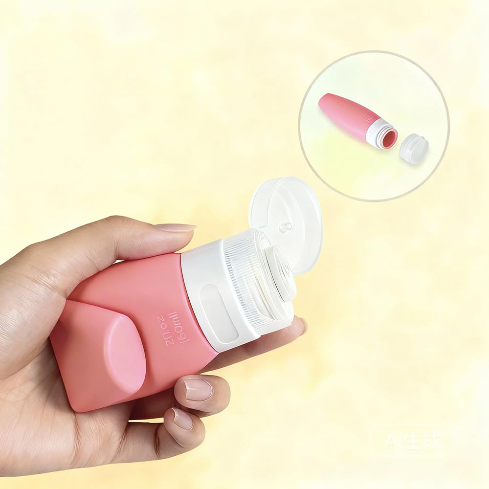 WINDAWNKE 4 PCS Silicone Travel Bottles, 3oz Refillable Toiletries Containers Set, Small Empty Travel Size Bottles for Shampoo, Lotion, Shower Gel (Bright)