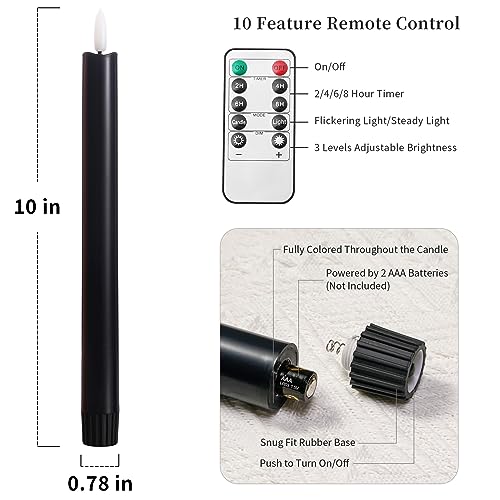Set of 6 Flameless Taper Candles with Remote Control Halloween Decoration