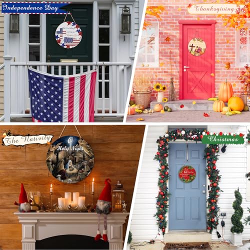 12-Pack Christian Seasonal Wooden Sign Set for Holidays & Home Decor