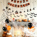Halloween Indoor Party Decorations Set with Mantel Scarf, Bats, Webs & Balloons