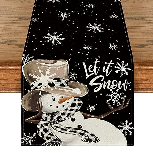 Snowman Snowflake Christmas Place Mat Set & Table Runner - Holiday Decor