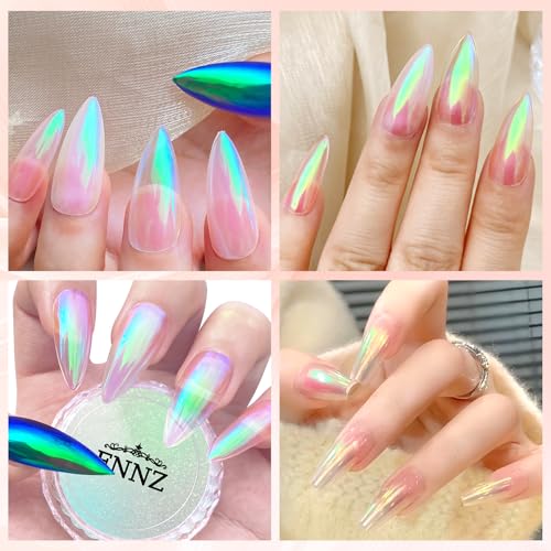 FNNZ Unicorn Chrome Nail Powder - Ocean Glimmer Mermaid Aurora Mirror Effect