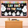 Halloween Classroom Bulletin Board Set with Ghost and Flu Awareness Decor