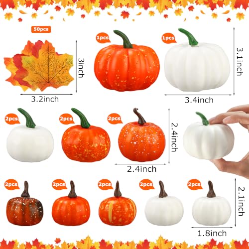 Artificial Pumpkin & Maple Leaf Fall Decor Set - Halloween Thanksgiving Centerpiece