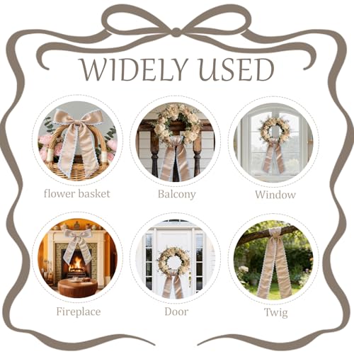 Khaki Satin Wreath Sash Set - 2 Pieces with Plain Trim for Front Door Decor