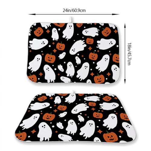 Halloween Dish Drying Mat 18x24 Inches Ghost Pumpkin Fall Kitchen Decor - Variation of THIS listing