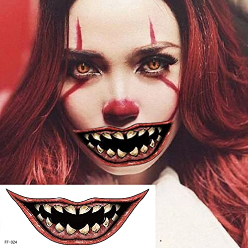 Halloween Horror Mouth Tattoo Stickers for Face & Body Cosplay Props